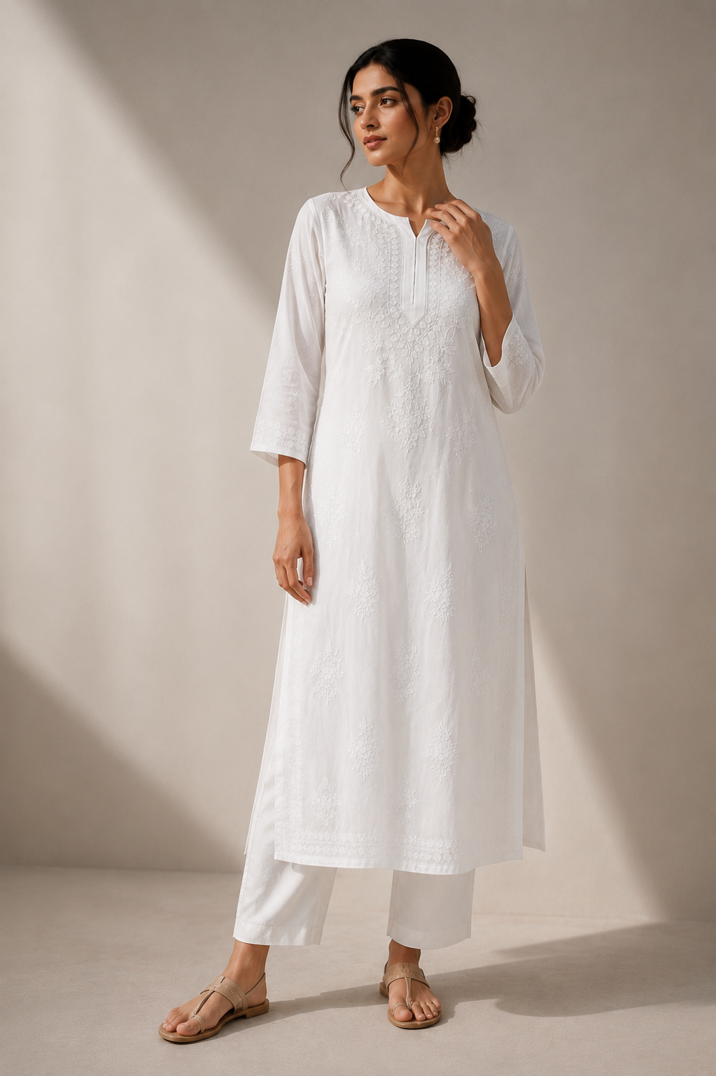 Bagese Ivory Whisper Embroidered Kurta Set