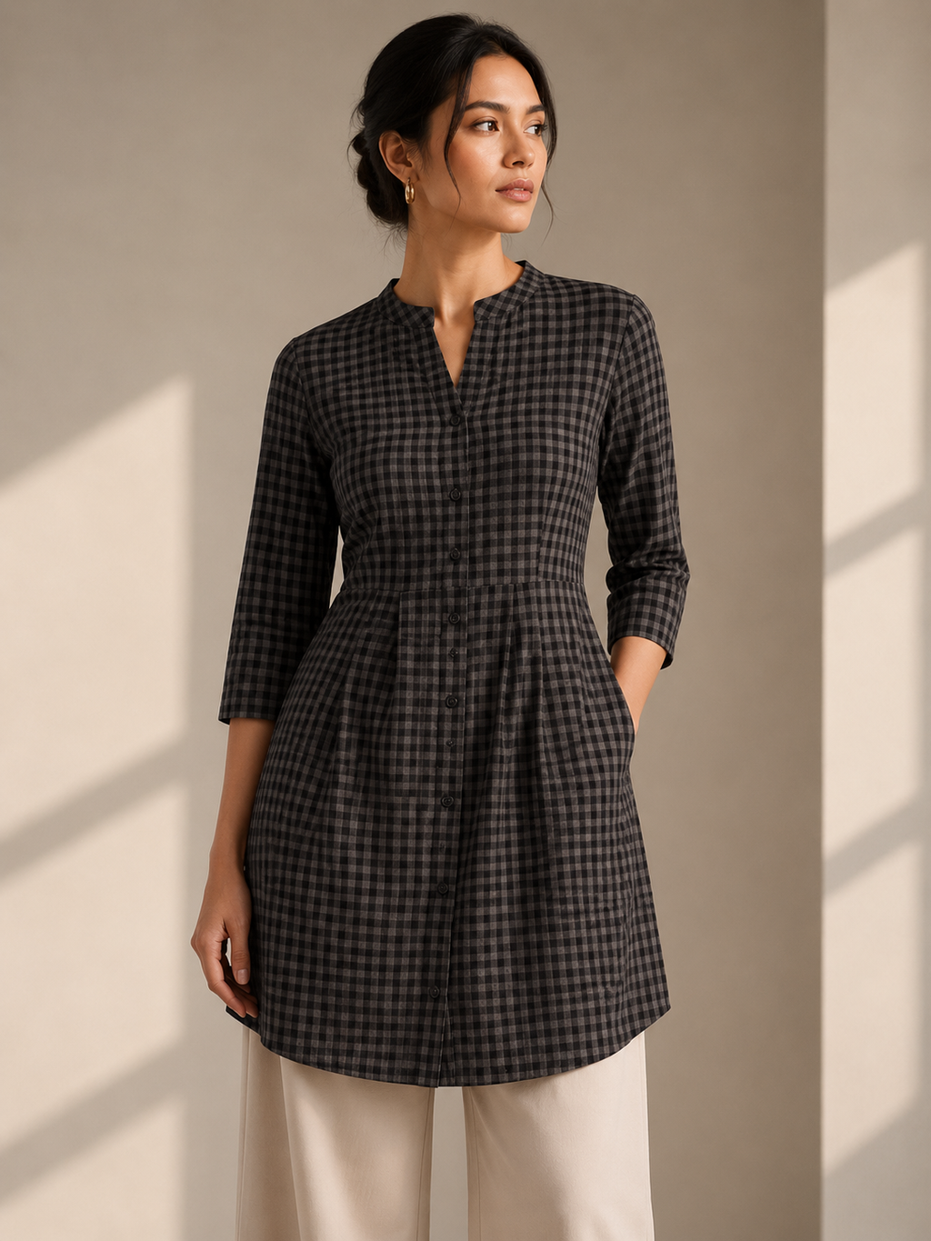 BAGASE Slate Check Kurta